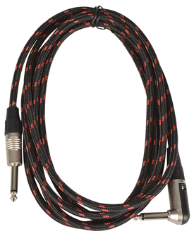 Guitar Lead 6M Braided Straight to Right Angle 1/4